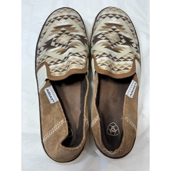 Ariat Tan Diamond Aztec Ryder Casual Flat Slip On Shoe Size 6.5 B - Picture 11 of 12
